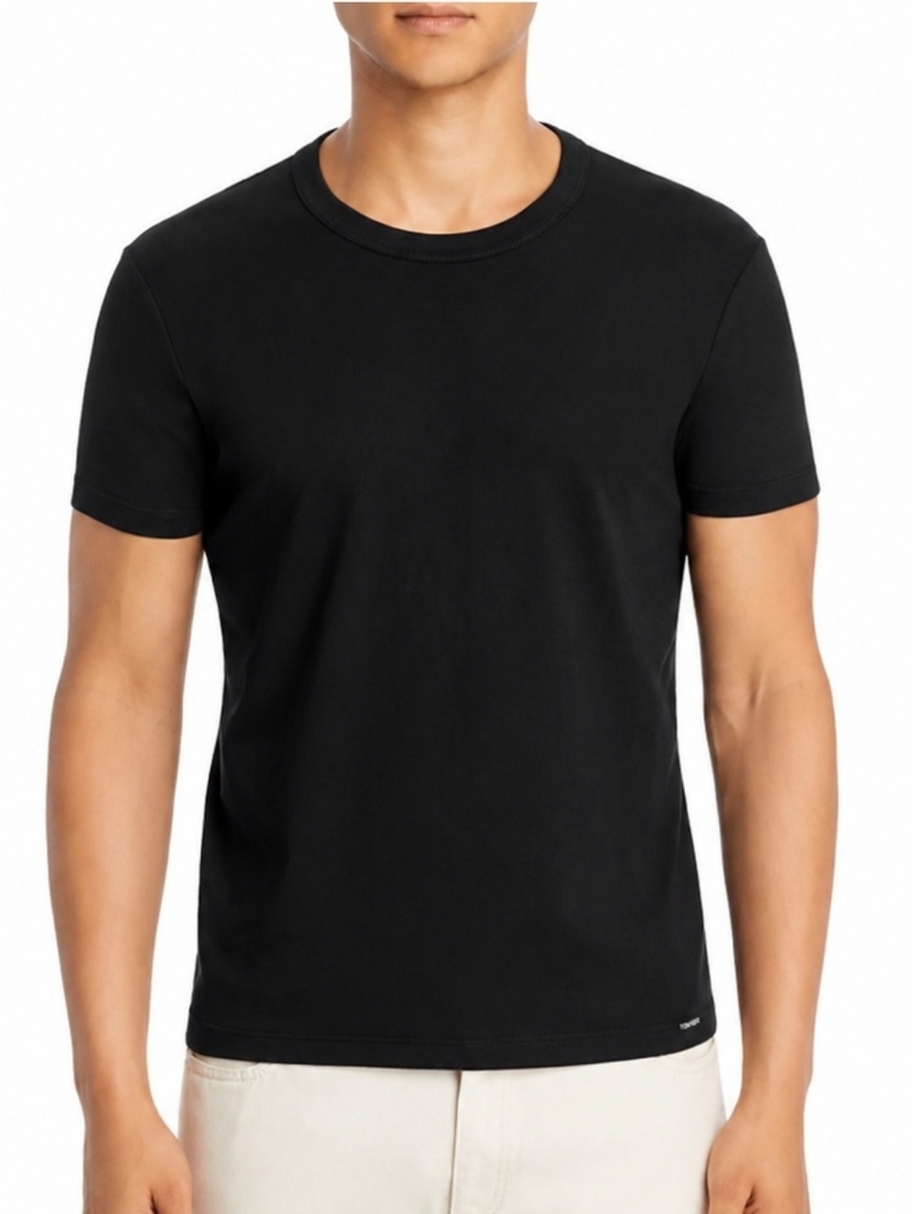 Tom Ford Cotton Blend Crewneck T-Shirt Black Mens M Stretch Luxury Tee